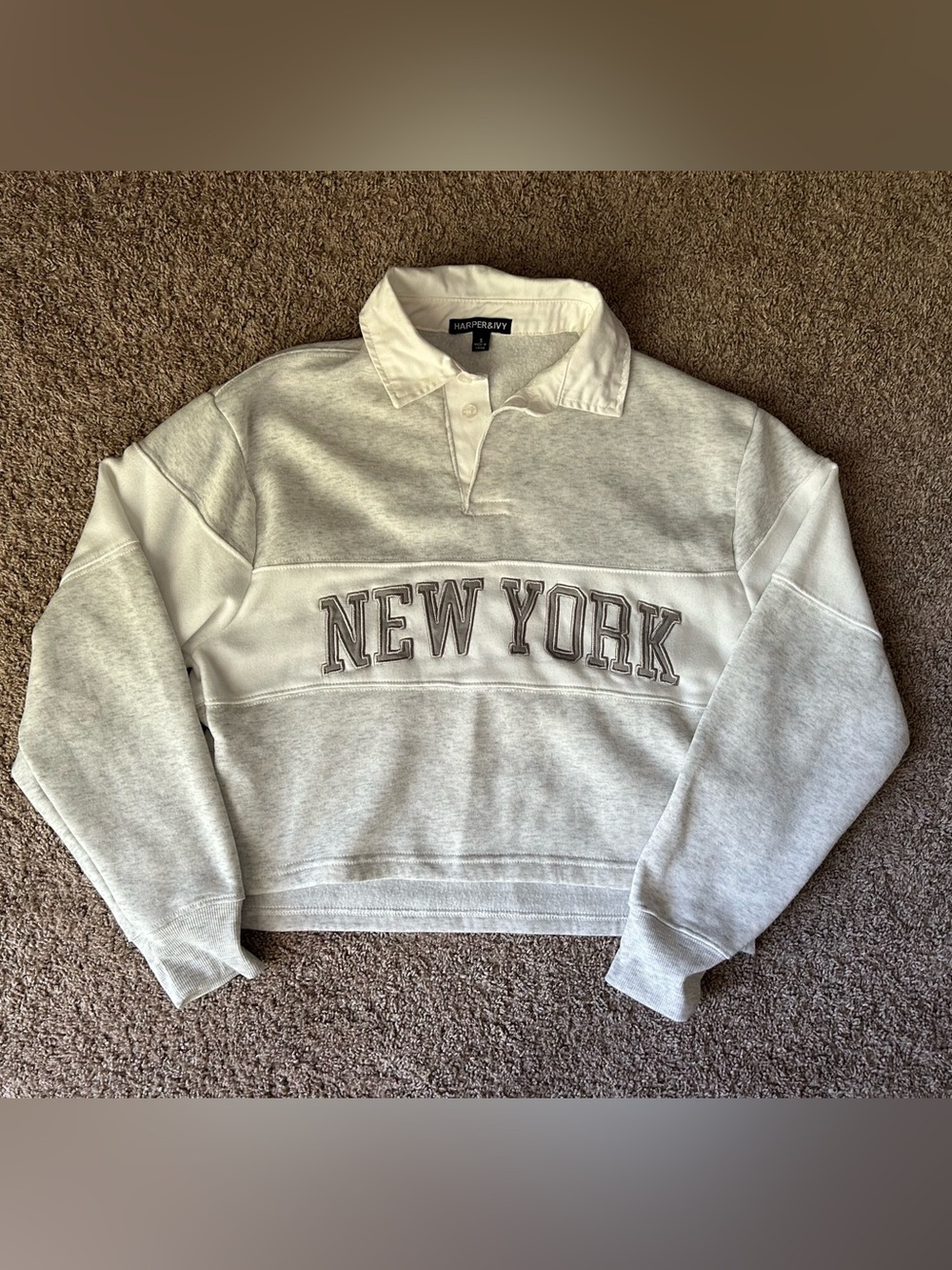 ‘NEW YORK’ Rugby Crop Pullover
